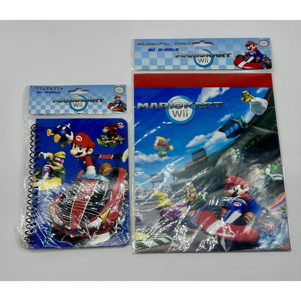 NEW Mariokart Wii Motorcycle Nintendo Wii Sketchpad Notepad Memo Pad Set Of 2